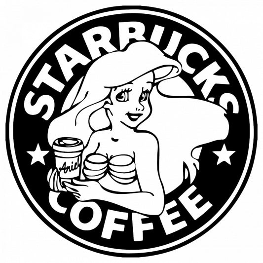 Set 4 bucati, Sticker decorativ, Ariel Starbucks Coffee, Rezistent la apa, NO7987, 10 cm, Multicolor