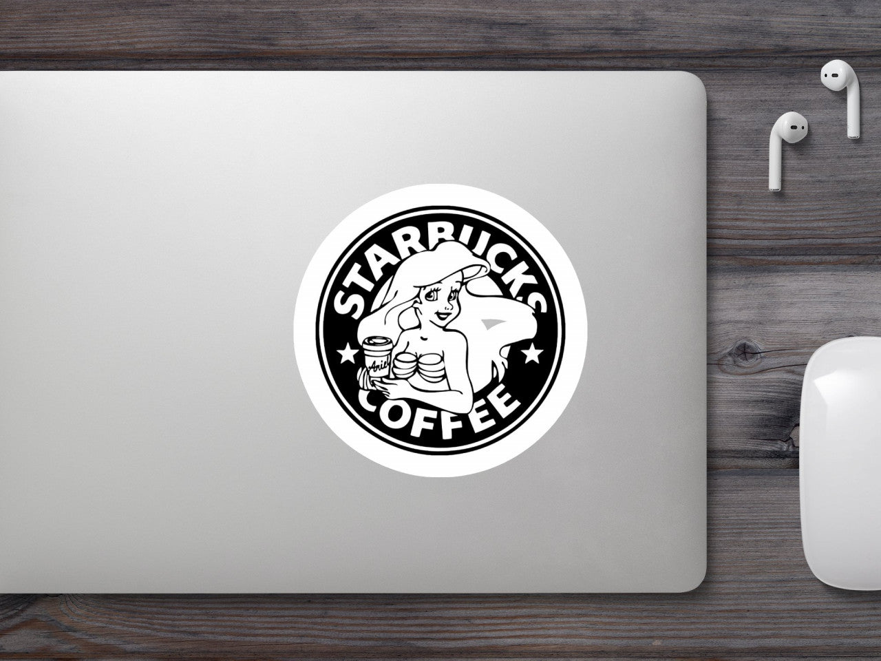 Set 4 bucati, Sticker decorativ, Ariel Starbucks Coffee, Rezistent la apa, NO7987, 10 cm, Multicolor