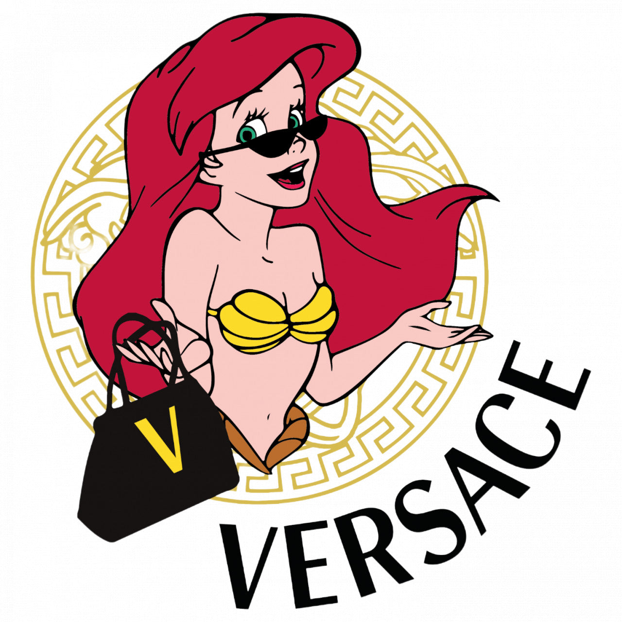 Set 4 bucati, Sticker decorativ, Ariel Versace, Rezistent la apa, NO7988, 10 cm, Multicolor
