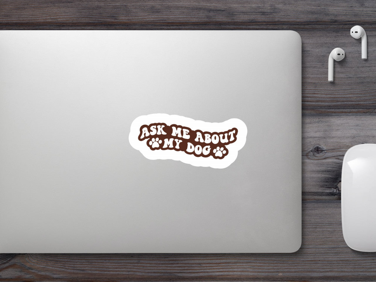 Set 4 bucati, Sticker decorativ, Ask me about my dog, Rezistent la apa, NO7991, 10 cm, Multicolor