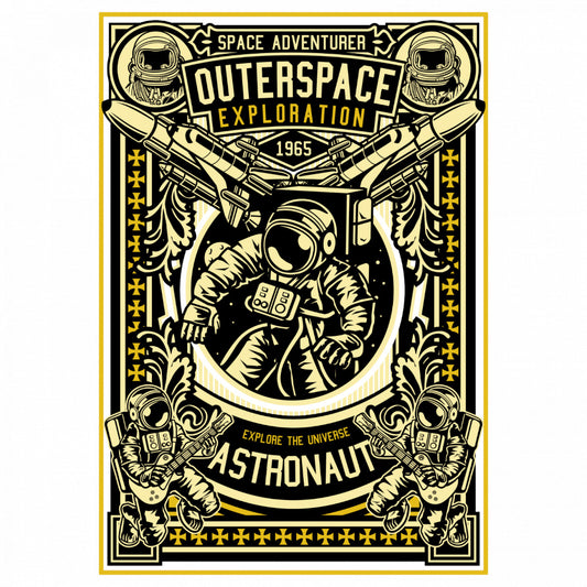Set 4 bucati, Sticker decorativ, Astronaut Outerspace Exploration, Rezistent la apa, NO7993, 10 cm, Multicolor