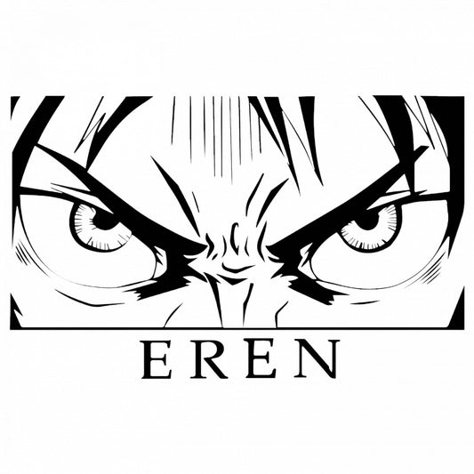 Set 4 bucati, Sticker decorativ, Attack on titan Eren privire, Rezistent la apa, NO8008, 10 cm, Multicolor