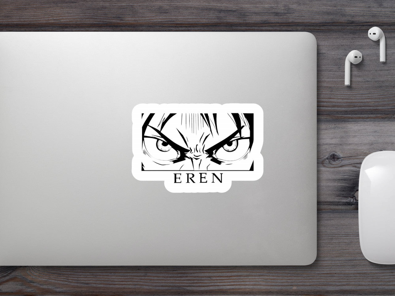 Set 4 bucati, Sticker decorativ, Attack on titan Eren privire, Rezistent la apa, NO8008, 10 cm, Multicolor