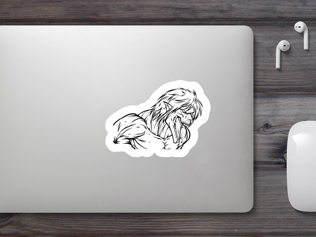 Set 4 bucati, Sticker decorativ, Attack on titan Eren Titan desen, Rezistent la apa, NO8010, 10 cm, Multicolor