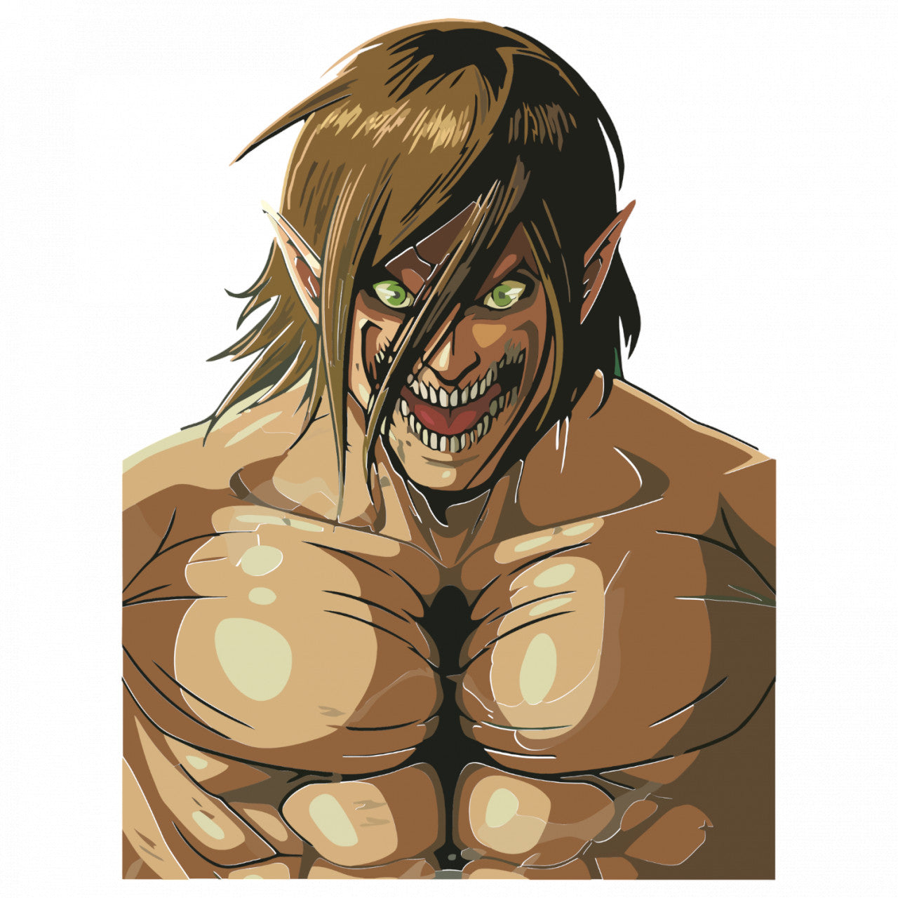 Set 4 bucati, Sticker decorativ, Attack on titan Eren titan, Rezistent la apa, NO8012, 10 cm, Multicolor
