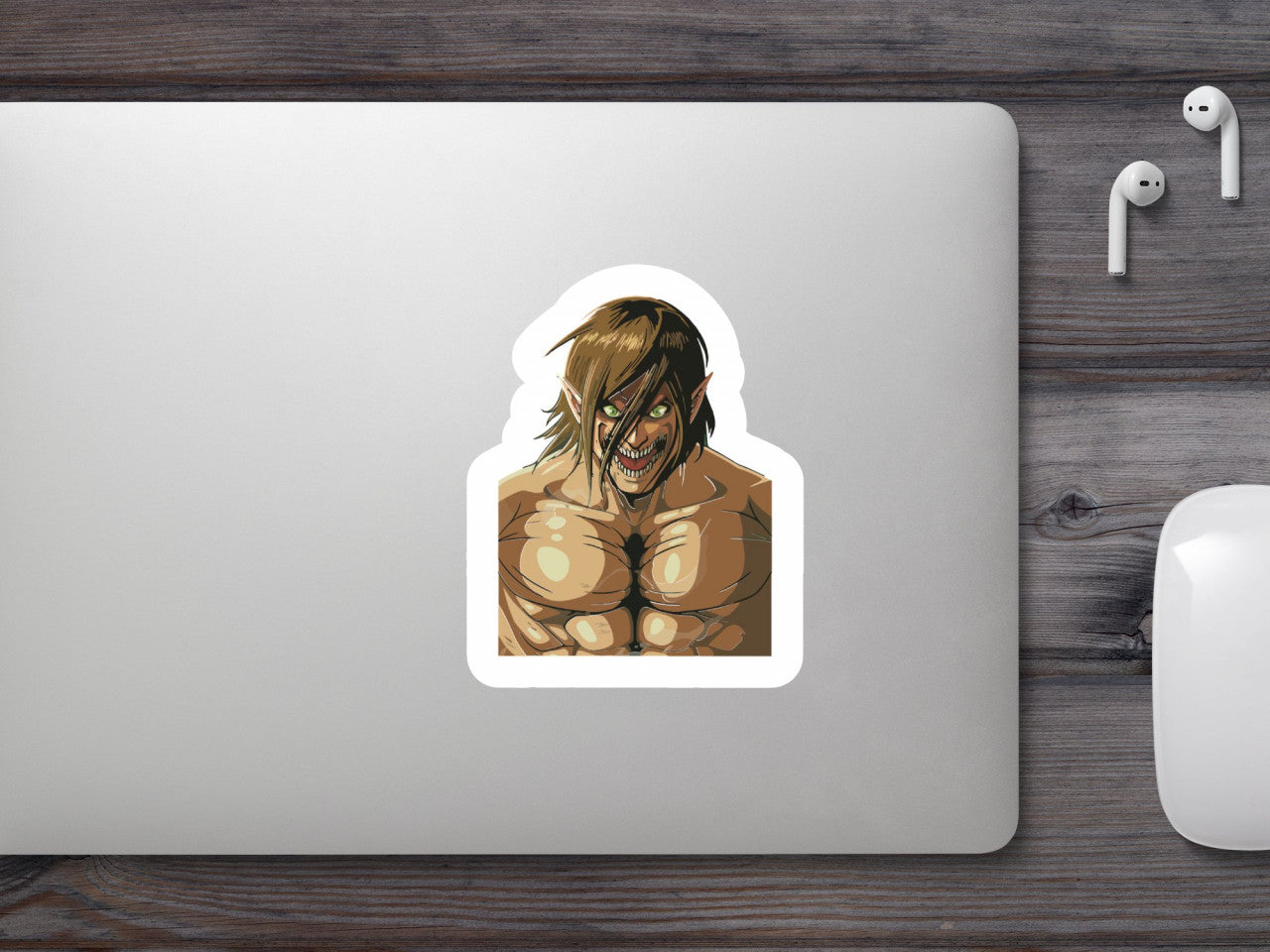 Set 4 bucati, Sticker decorativ, Attack on titan Eren titan, Rezistent la apa, NO8012, 10 cm, Multicolor