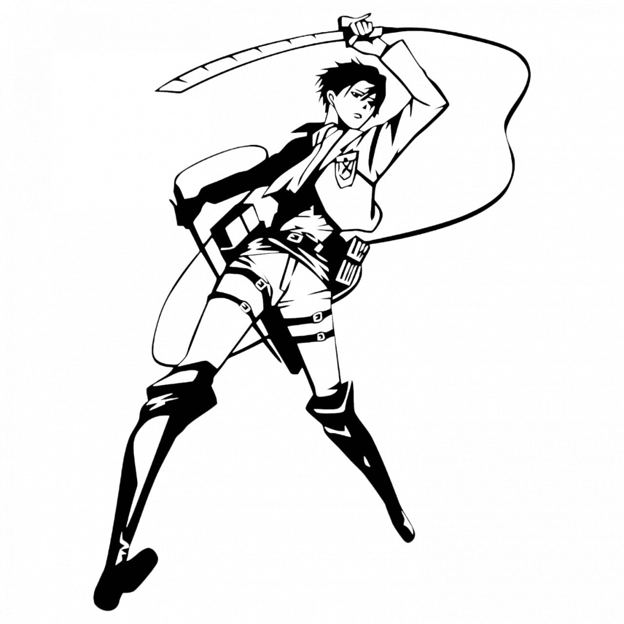 Set 4 bucati, Sticker decorativ, Attack on titan Levi Ackerman, Rezistent la apa, NO8015, 10 cm, Multicolor