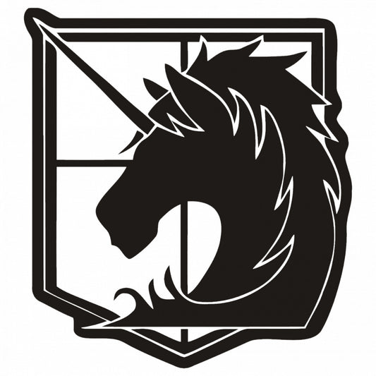 Set 4 bucati, Sticker decorativ, Attack on titan military police logo unicorn, Rezistent la apa, NO8020, 10 cm, Multicolor