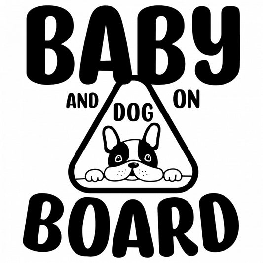 Set 4 bucati, Sticker decorativ, Baby and dog on board, Rezistent la apa, NO8034, 10 cm, Multicolor