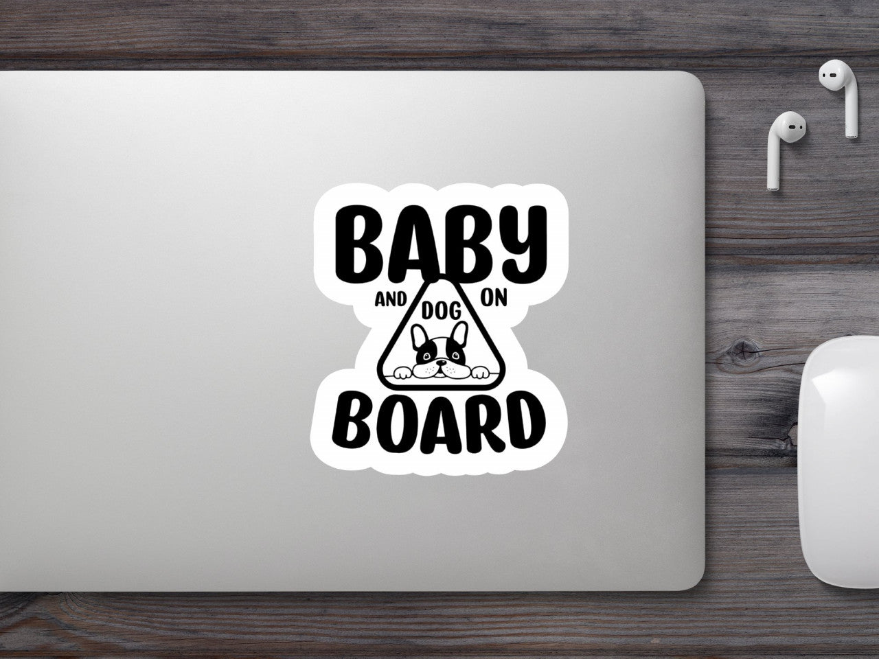 Set 4 bucati, Sticker decorativ, Baby and dog on board, Rezistent la apa, NO8034, 10 cm, Multicolor