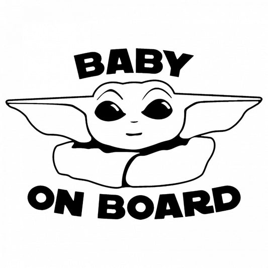 Set 4 bucati, Sticker decorativ, Baby on board Mandalorian, Rezistent la apa, NO8041, 10 cm, Multicolor