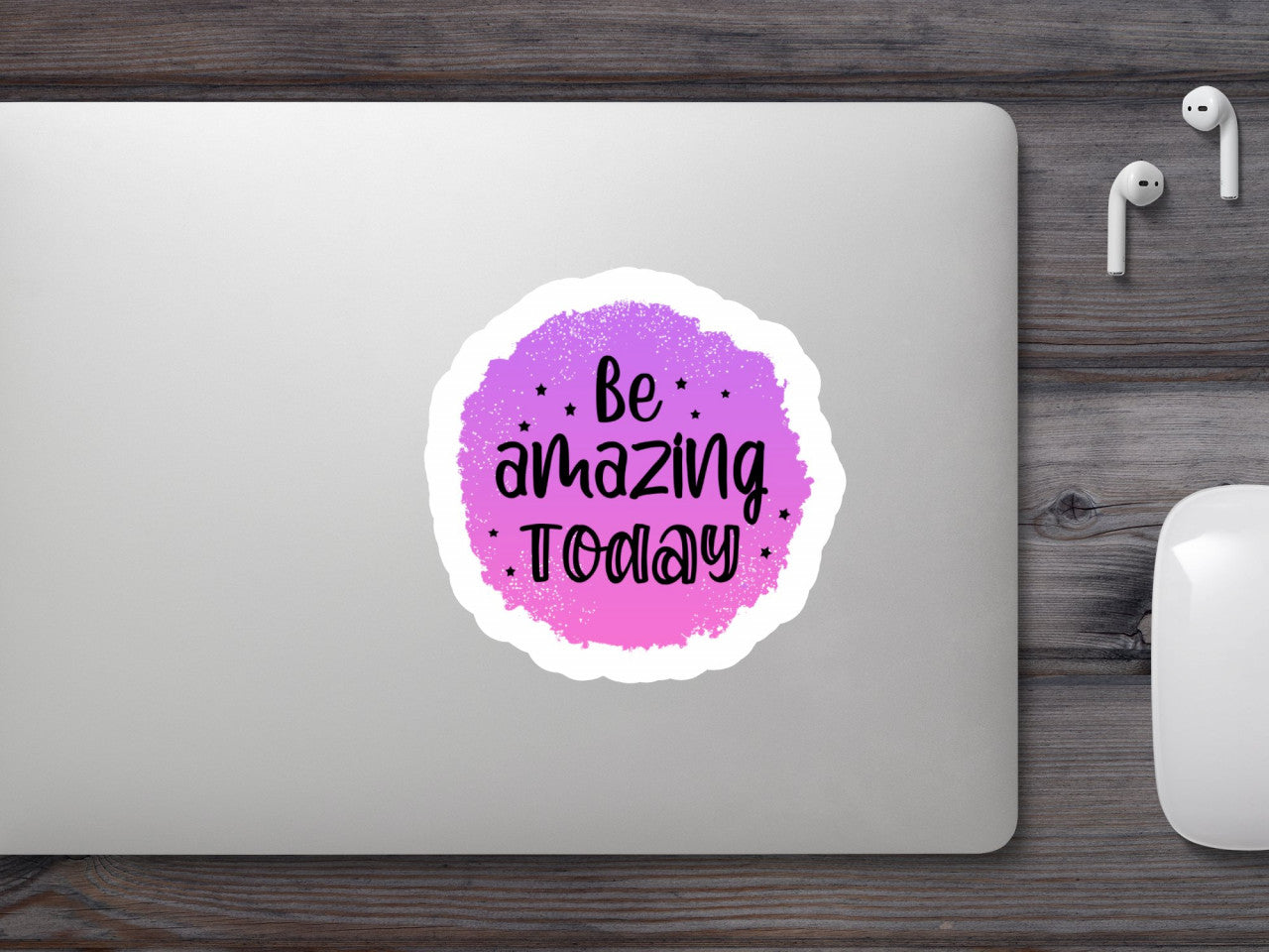 Set 4 bucati, Sticker decorativ, Be amazing today, Rezistent la apa, NO8082, 10 cm, Multicolor