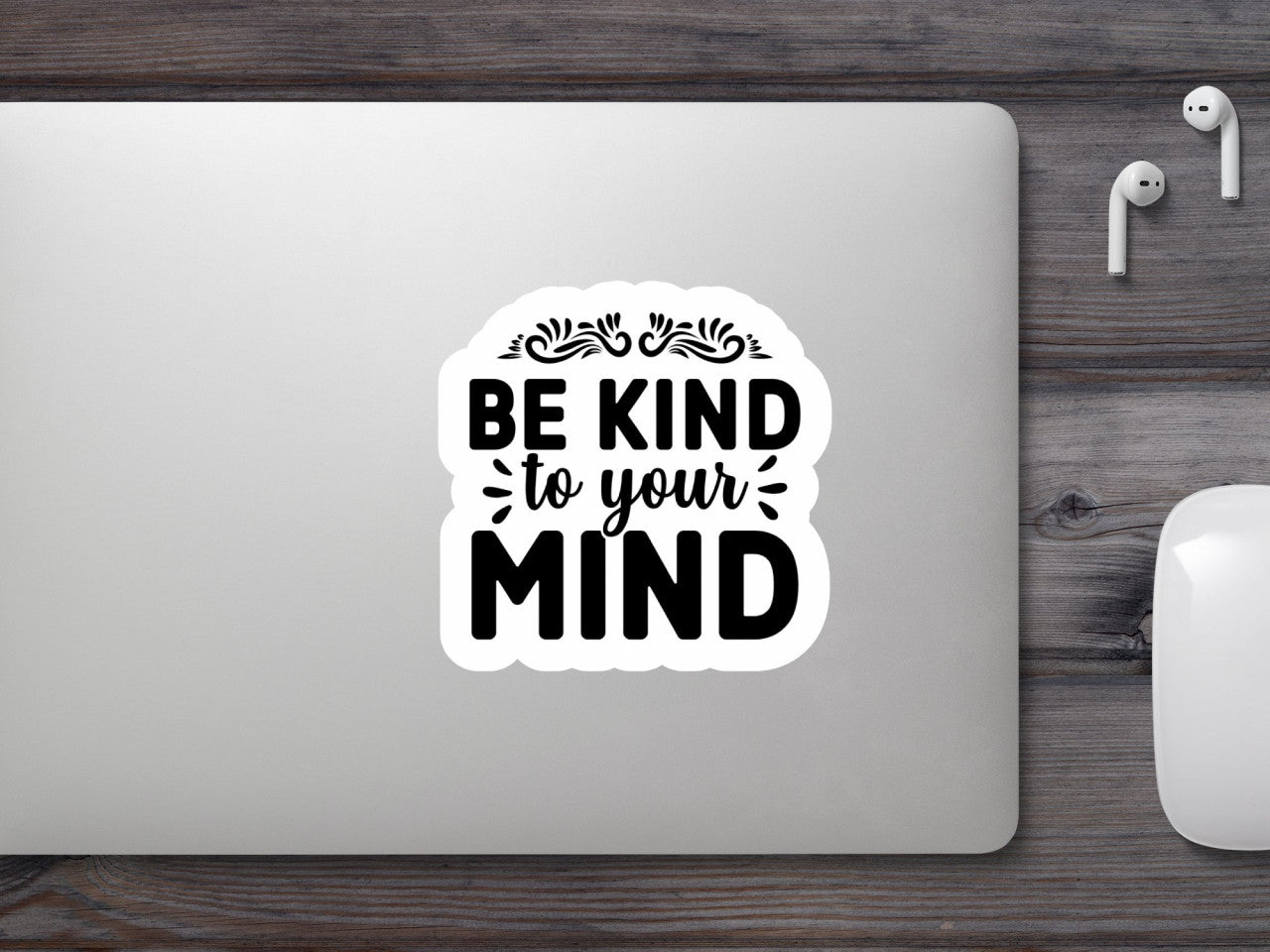 Set 4 bucati, Sticker decorativ, Be kind to your mind, Rezistent la apa, NO8085, 10 cm, Multicolor
