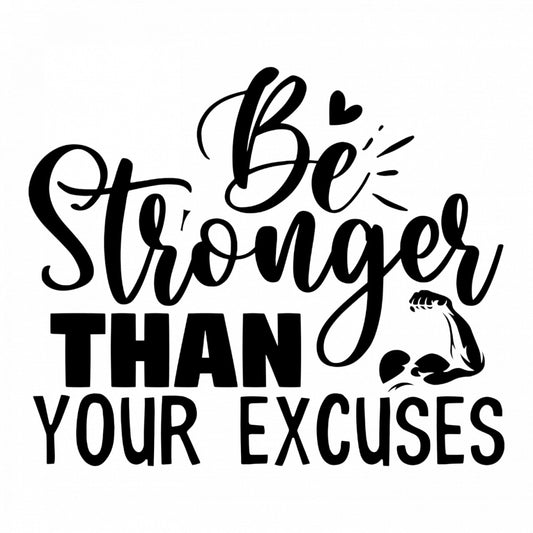 Set 4 bucati, Sticker decorativ, Be stronger than your excuses, Rezistent la apa, NO8488, 10 cm, Multicolor