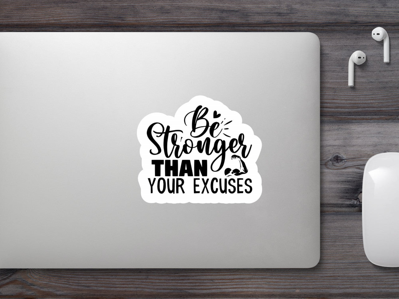 Set 4 bucati, Sticker decorativ, Be stronger than your excuses, Rezistent la apa, NO8488, 10 cm, Multicolor
