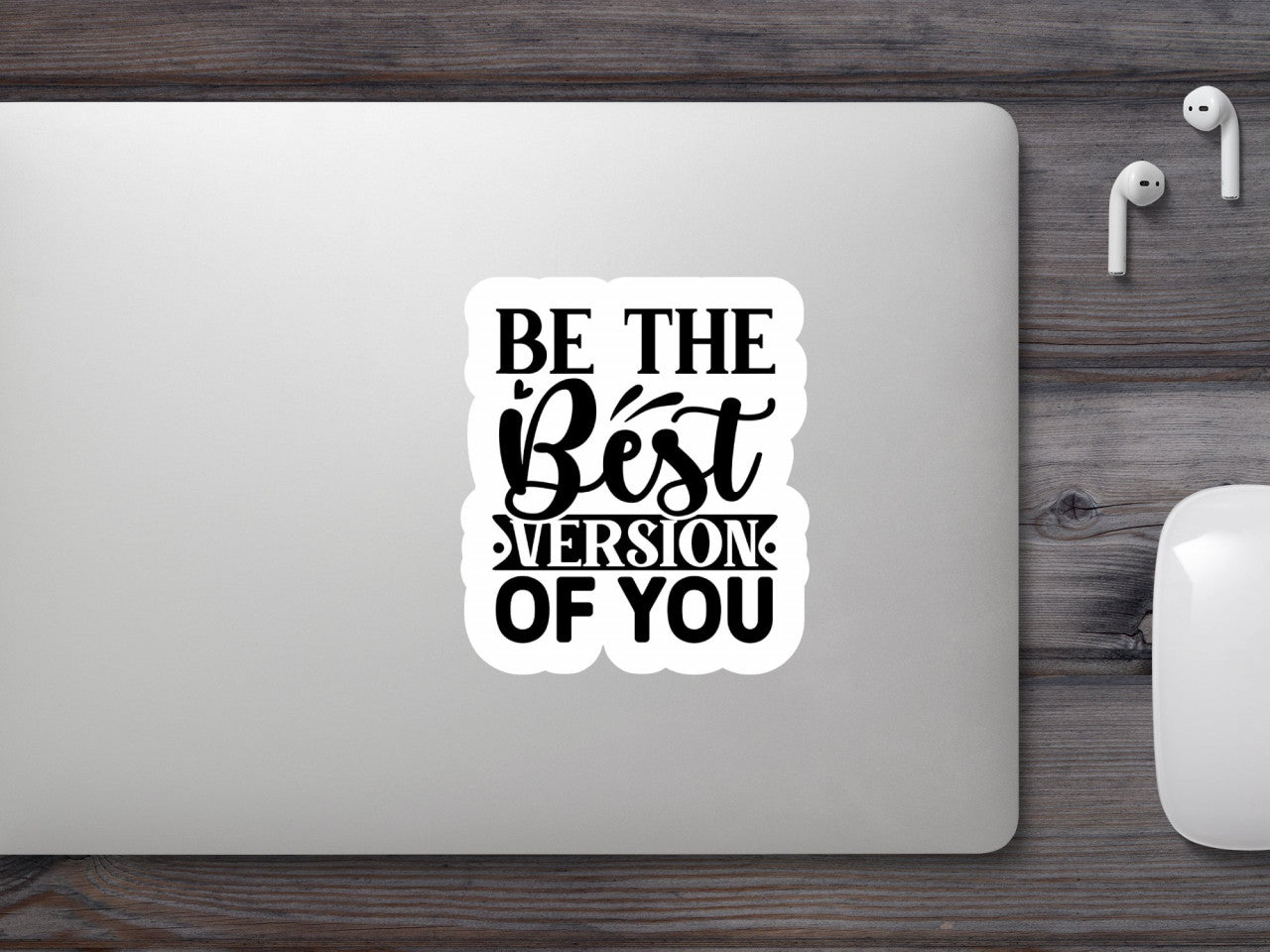 Set 4 bucati, Sticker decorativ, Be the best version of you, Rezistent la apa, NO8490, 10 cm, Multicolor