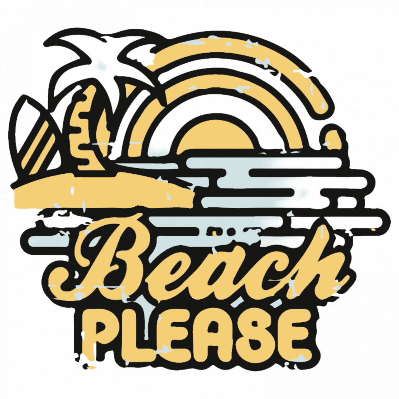 Set 4 bucati, Sticker decorativ, Beach Please, Rezistent la apa, NO8495, 10 cm, Multicolor