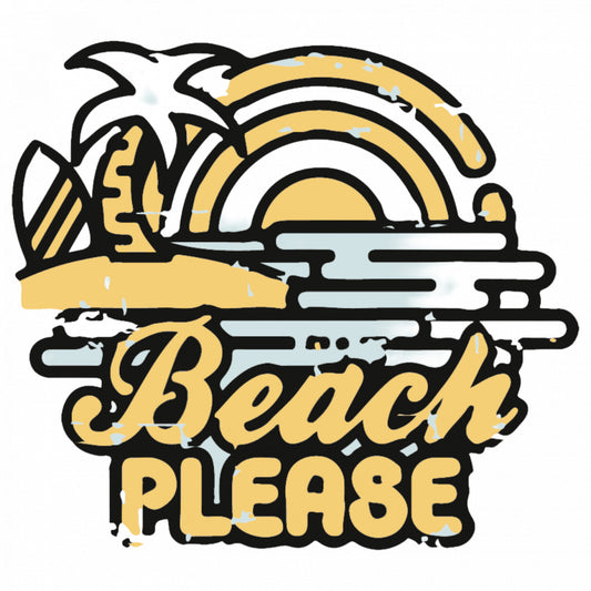 Set 4 bucati, Sticker decorativ, Beach Please, Rezistent la apa, NO8495, 10 cm, Multicolor
