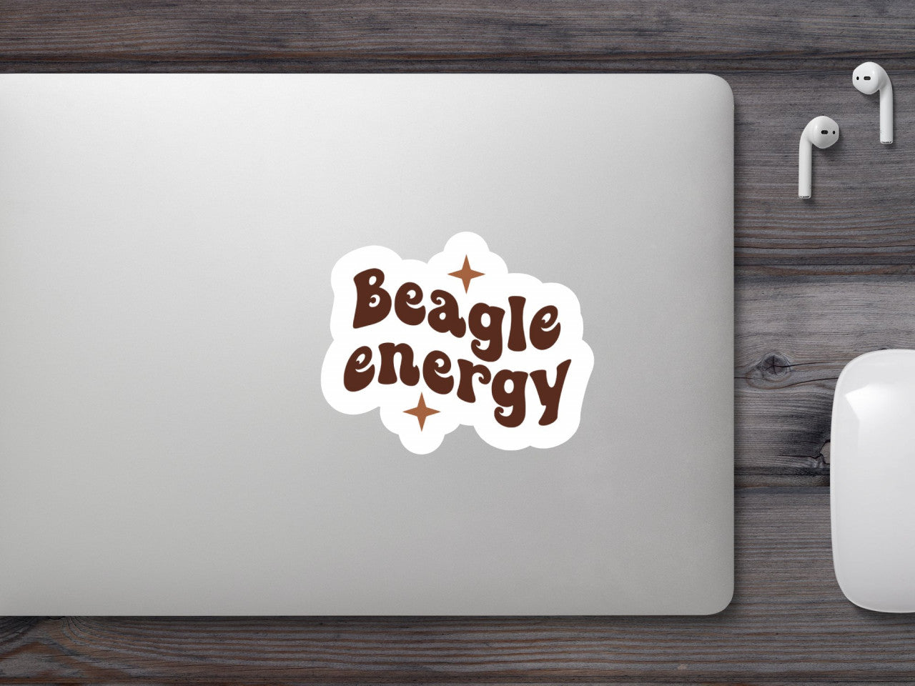 Set 4 bucati, Sticker decorativ, Beagle energy, Rezistent la apa, NO8497, 10 cm, Multicolor
