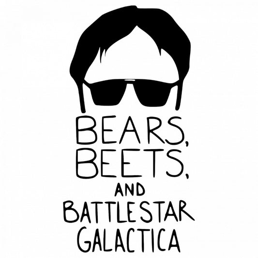 Set 4 bucati, Sticker decorativ, Bears beets and Battlestar Galactica The office, Rezistent la apa, NO8499, 10 cm, Multicolor