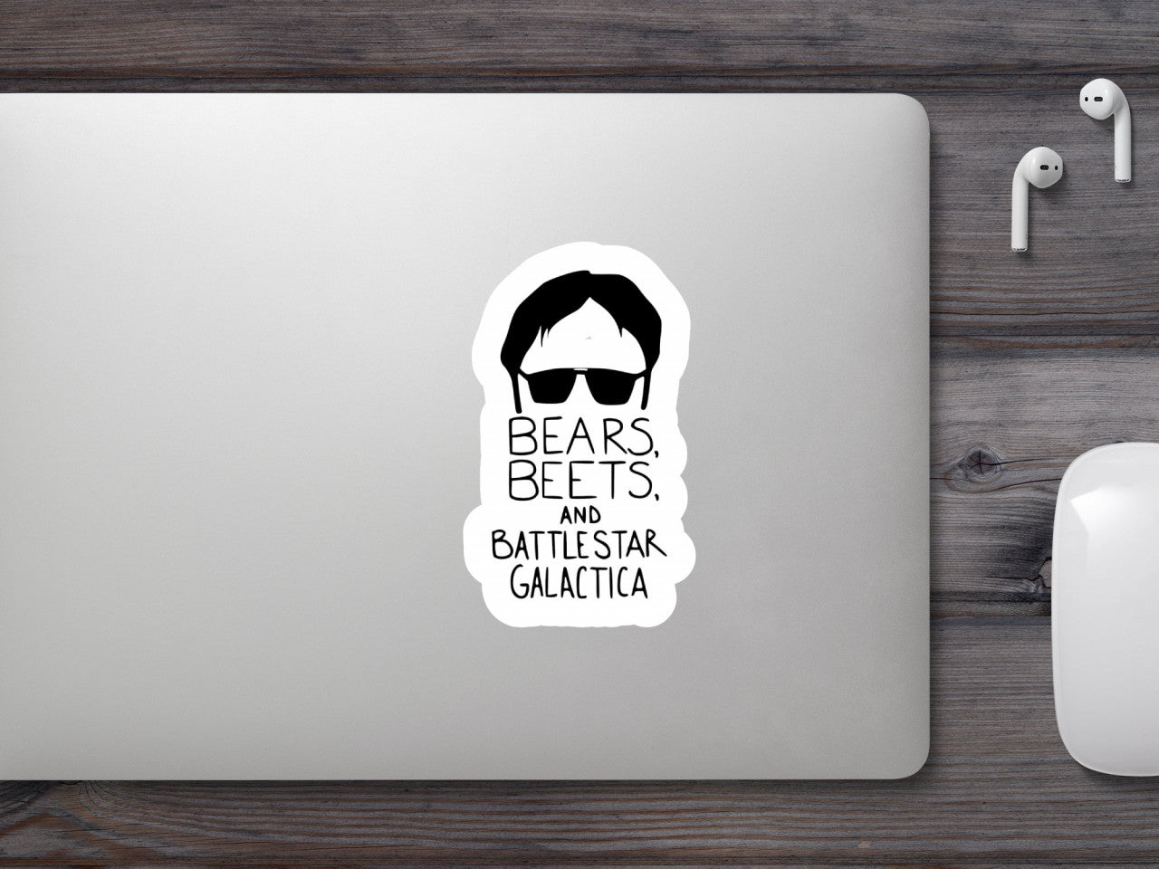 Set 4 bucati, Sticker decorativ, Bears beets and Battlestar Galactica The office, Rezistent la apa, NO8499, 10 cm, Multicolor
