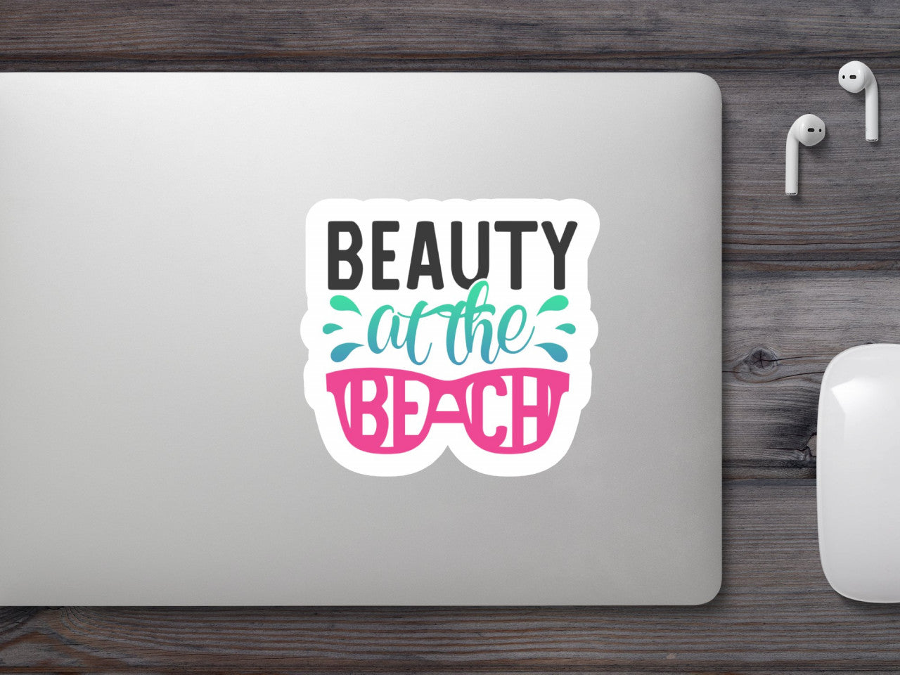 Set 4 bucati, Sticker decorativ, Beauty at the beach, Rezistent la apa, NO8500, 10 cm, Multicolor