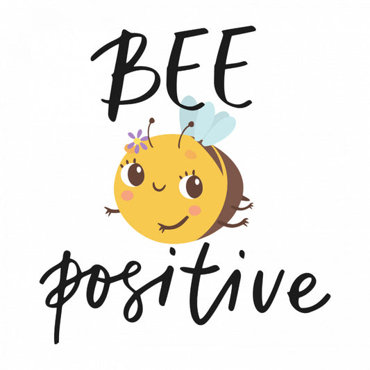 Set 4 bucati, Sticker decorativ, Bee positive albinuta, Rezistent la apa, NO8503, 10 cm, Multicolor