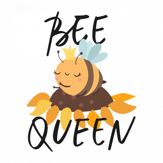 Set 4 bucati, Sticker decorativ, Bee queen albinuta, Rezistent la apa, NO8504, 10 cm, Multicolor