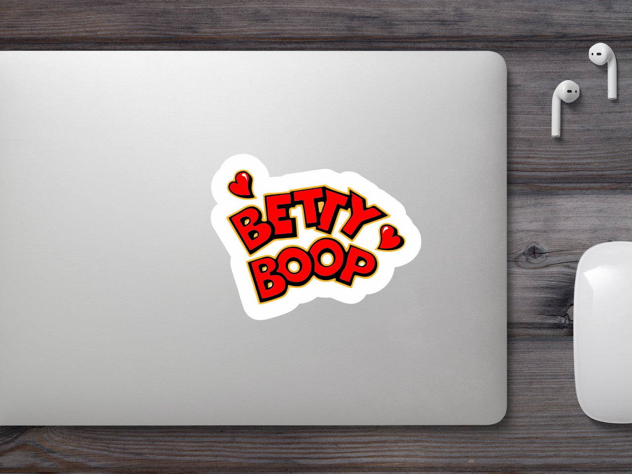 Set 4 bucati, Sticker decorativ, Betty Boop Logo, Rezistent la apa, NO8528, 10 cm, Multicolor