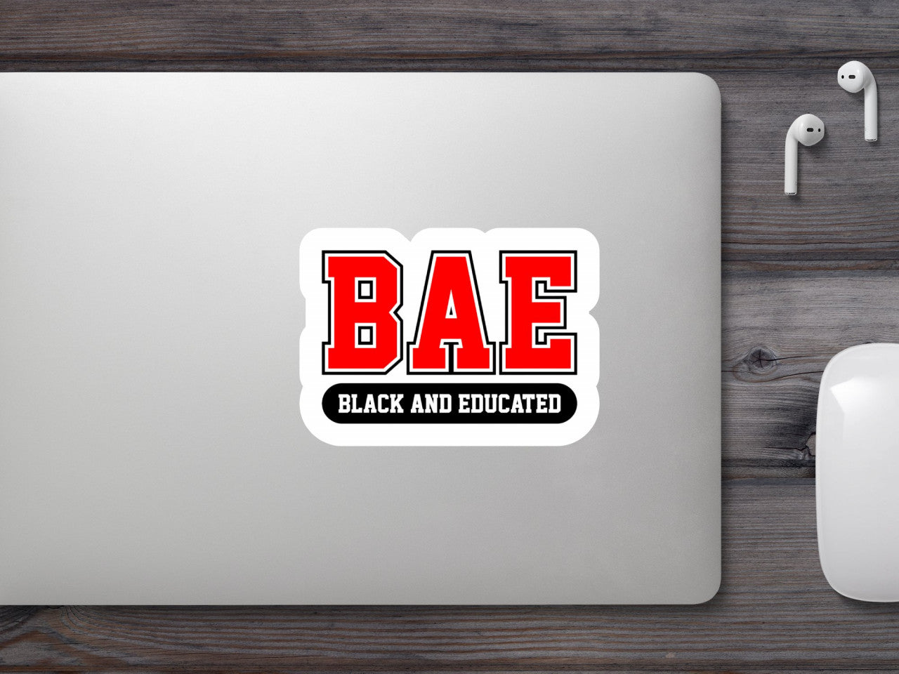 Set 4 bucati, Sticker decorativ, Black and educated BAE, Rezistent la apa, NO8546, 10 cm, Multicolor