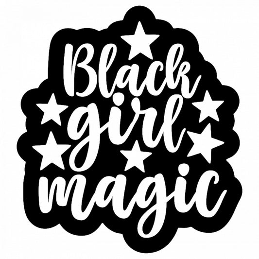 Set 4 bucati, Sticker decorativ, Black girl magic Logo, Rezistent la apa, NO8550, 10 cm, Multicolor