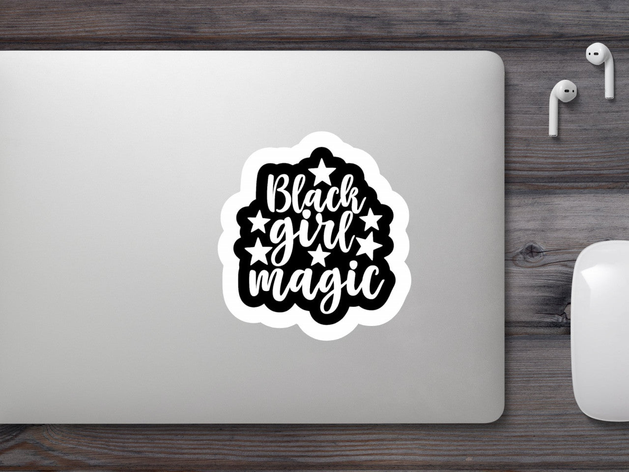 Set 4 bucati, Sticker decorativ, Black girl magic Logo, Rezistent la apa, NO8550, 10 cm, Multicolor
