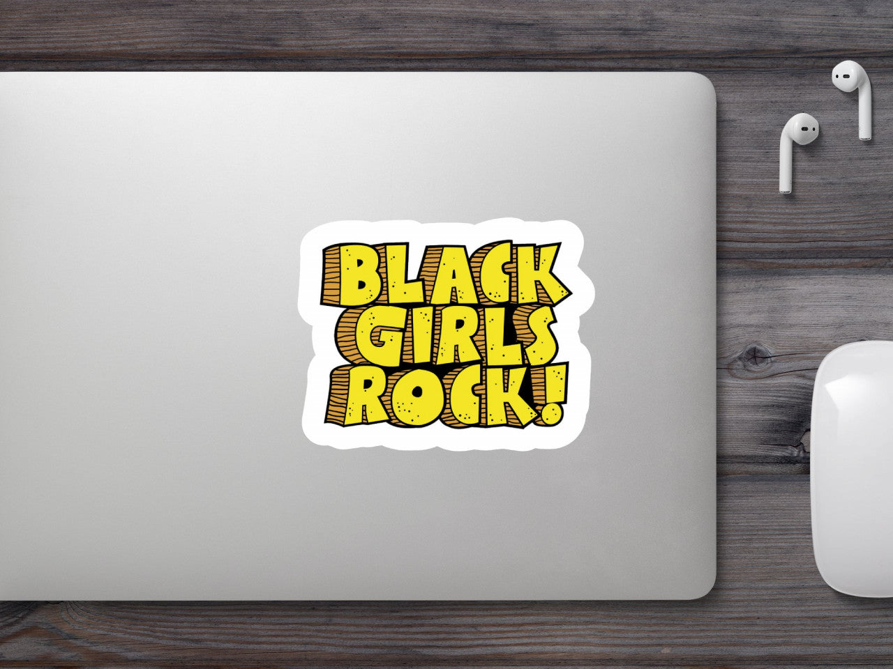 Set 4 bucati, Sticker decorativ, Black girls rock text, Rezistent la apa, NO8551, 10 cm, Multicolor
