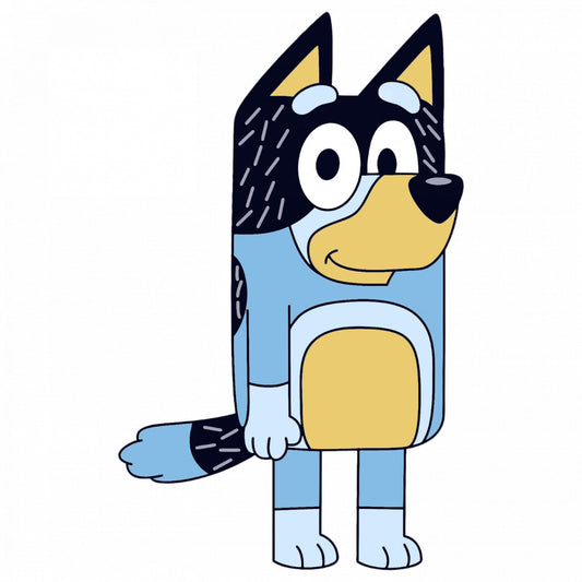 Set 4 bucati, Sticker decorativ, Bluey Bandit Heeler ingrijorat, Rezistent la apa, NO8587, 10 cm, Multicolor