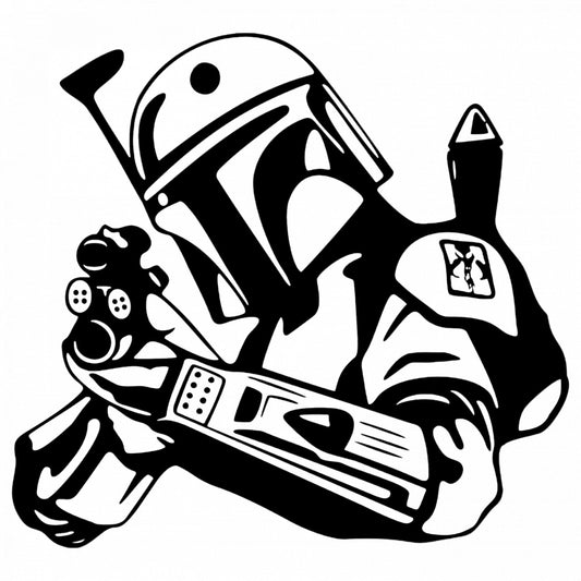 Set 4 bucati, Sticker decorativ, Boba Fett Mandalorian Star Wars, Rezistent la apa, NO8608, 10 cm, Multicolor