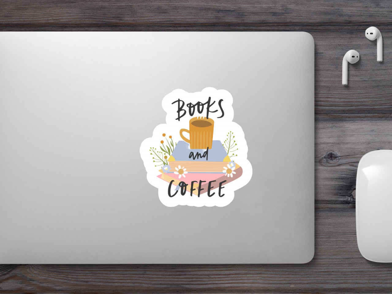 Set 4 bucati, Sticker decorativ, Books and coffee, Rezistent la apa, NO8631, 10 cm, Multicolor