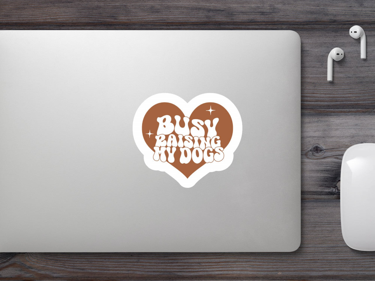 Set 4 bucati, Sticker decorativ, Busy raising my dogs cu inima, Rezistent la apa, NO8661, 10 cm, Multicolor