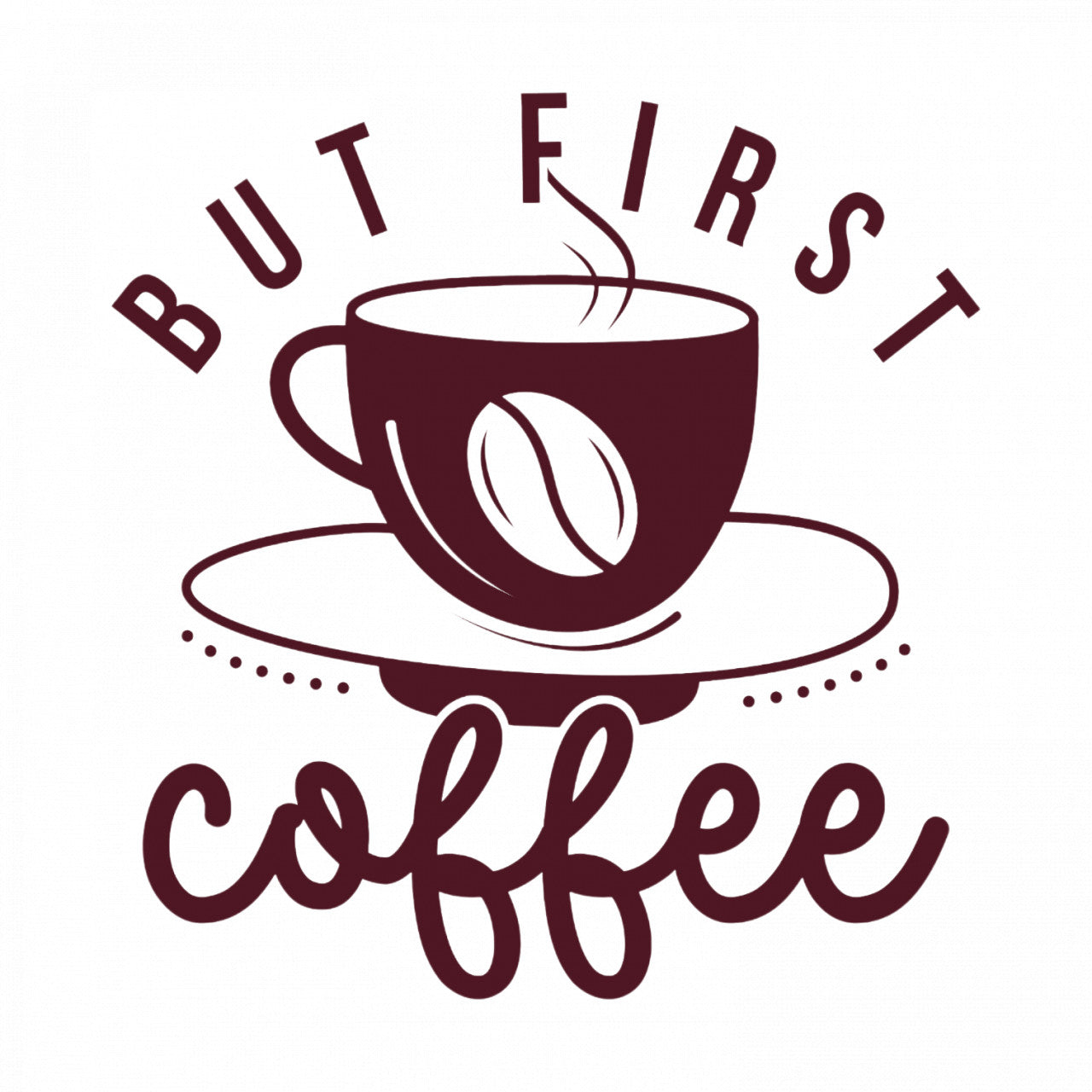Set 4 bucati, Sticker decorativ, But first coffee, Rezistent la apa, NO8663, 10 cm, Multicolor
