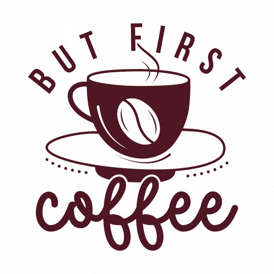 Set 4 bucati, Sticker decorativ, But first coffee, Rezistent la apa, NO8663, 10 cm, Multicolor