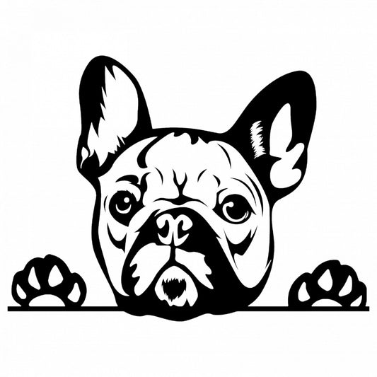 Set 4 bucati, Sticker decorativ, Caine rasa French Bulldog atent, Rezistent la apa, NO8696, 10 cm, Multicolor