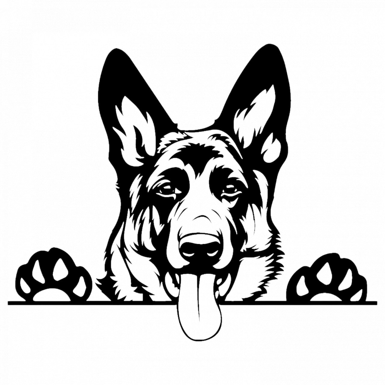 Set 4 bucati, Sticker decorativ, Caine rasa German Shepherd entuziasmat, Rezistent la apa, NO8698, 10 cm, Multicolor