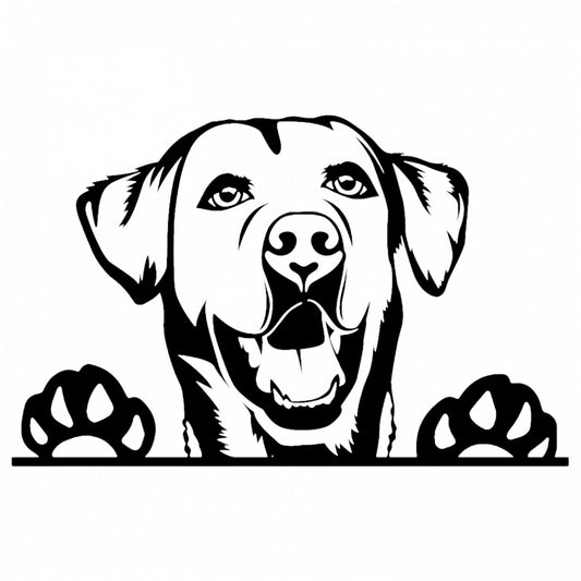 Set 4 bucati, Sticker decorativ, Caine rasa Labrador fericit, Rezistent la apa, NO8701, 10 cm, Multicolor
