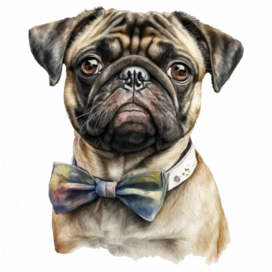 Set 4 bucati, Sticker decorativ, Caine rasa Pug, Rezistent la apa, NO8704, 10 cm, Multicolor