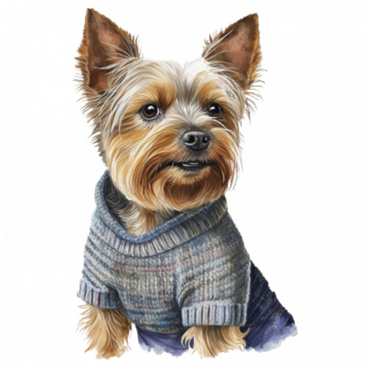 Set 4 bucati, Sticker decorativ, Caine rasa Yorkshire Terrier, Rezistent la apa, NO8707, 10 cm, Multicolor