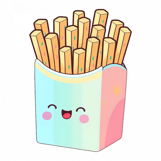Set 4 bucati, Sticker decorativ, Cartofi frantuzesti deliciosi, Rezistent la apa, NO8738, 10 cm, Multicolor