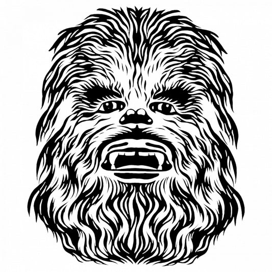 Set 4 bucati, Sticker decorativ, Chewbacca este suparat Star Wars, Rezistent la apa, NO8800, 10 cm, Multicolor