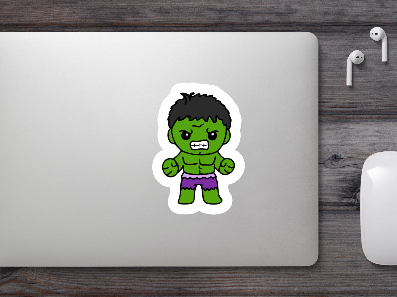 Set 4 bucati, Sticker decorativ, Chibi Hulk, Rezistent la apa, NO8805, 10 cm, Multicolor