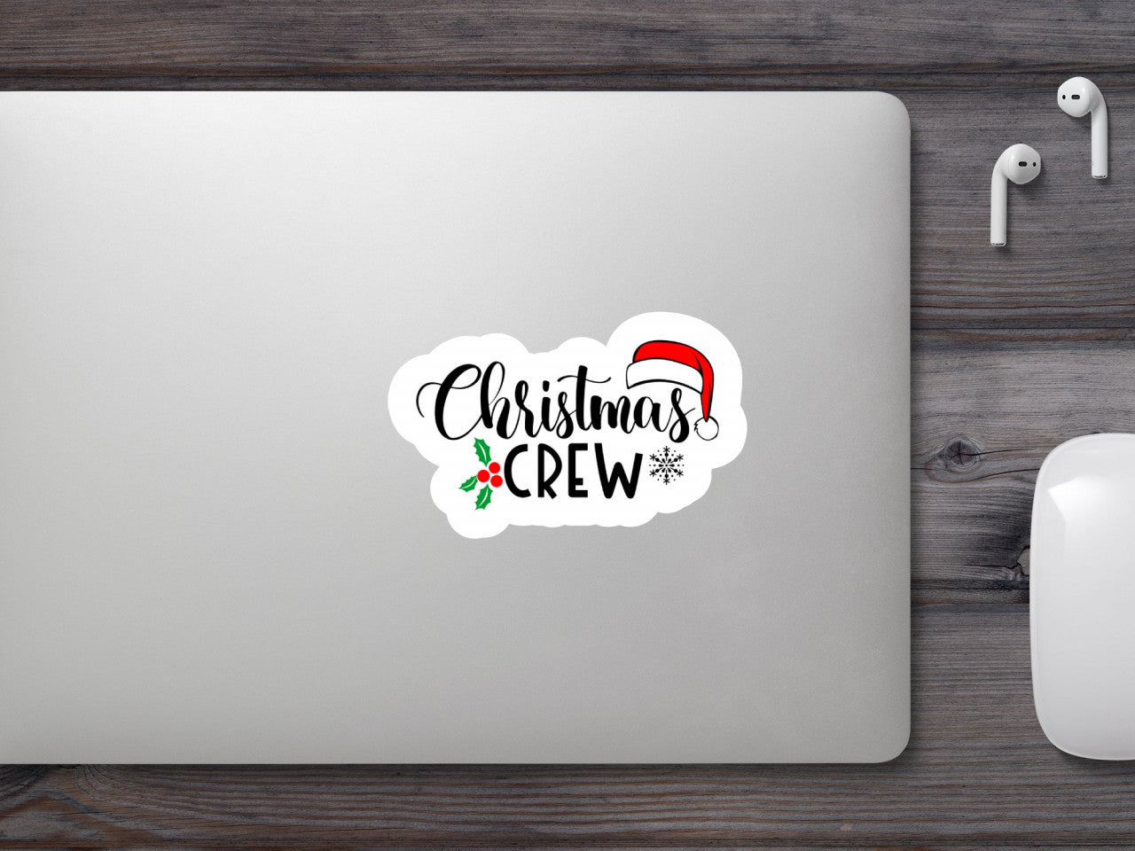 Set 4 bucati, Sticker decorativ, Christmas crew, Rezistent la apa, NO8832, 10 cm, Multicolor