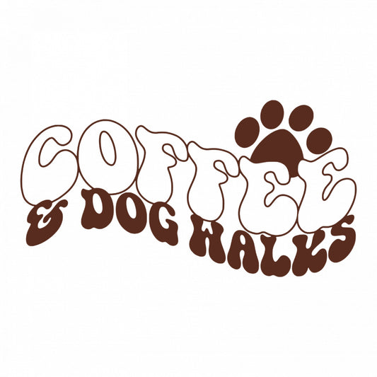 Set 4 bucati, Sticker decorativ, Coffee and dog walks, Rezistent la apa, NO8849, 10 cm, Multicolor