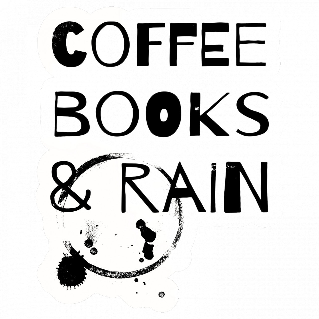 Set 4 bucati, Sticker decorativ, Coffee books and rain, Rezistent la apa, NO8850, 10 cm, Multicolor